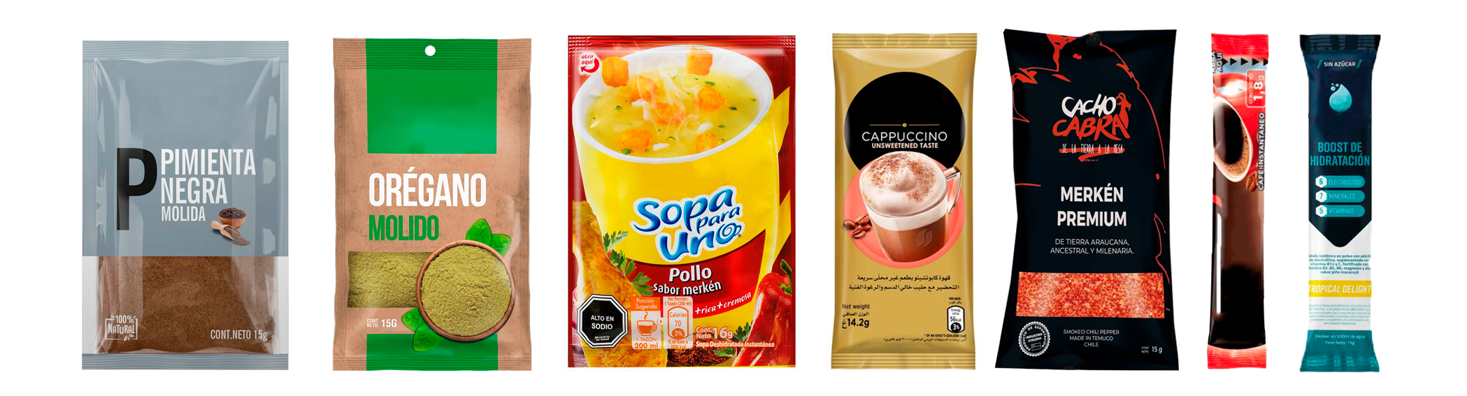 Variedad de alimentos líquidos para maquila